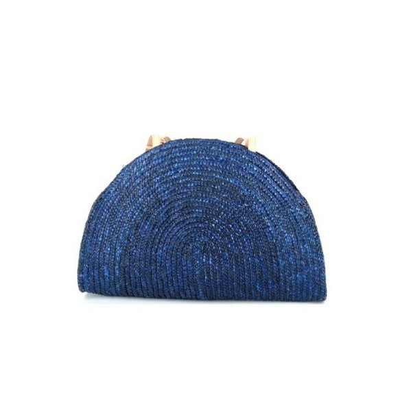 Kate Spade Womens Blue Full Plume Embroidered Straw Peacock Clutch Handbag - Picture 4 of 8